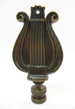 Finial:  Bronze Lyre. 3" overall