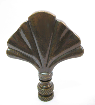 Finial: Bronze Fan Leaf. 2 7/8" overall