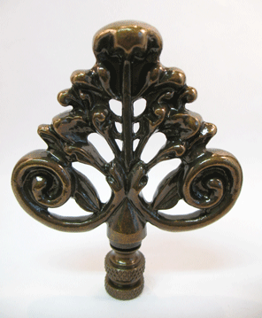 Finial: Bronze Fancy Double Loop. 3 1/2" overall