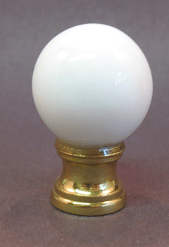 Finial:  White Glass Ball.  1 1/2" overall  3/8"