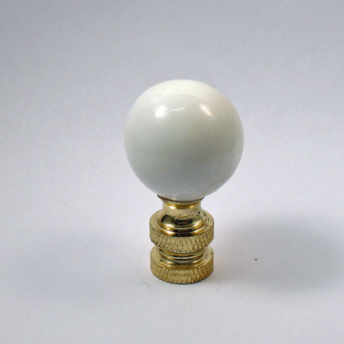 Lamp Finial: Small  White Glass Ball