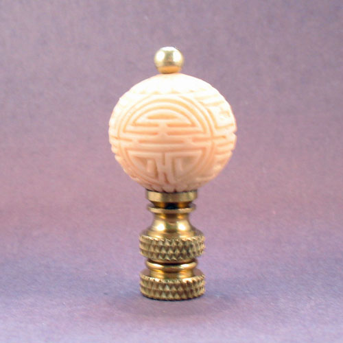 Lamp Finial:  Off White Asian Design Sphere, Ball