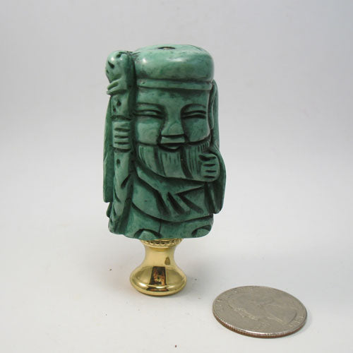 Lamp Finial Faux Jade Lucky God Asian Man