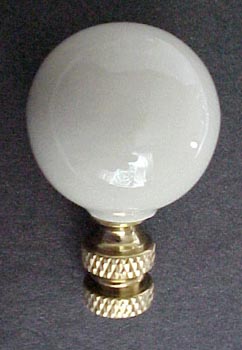 Lamp Finial: Pure White Acrylic Ball  2 1/4" overall