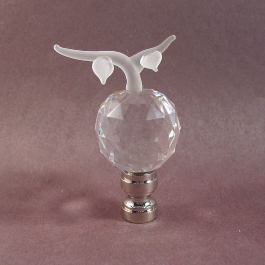 Lamp Finial Crystal Clear Apple Silver Hardware