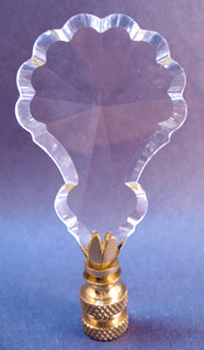 Finial: Clear Glass  Scalloped Edge.  3 1/2" overall