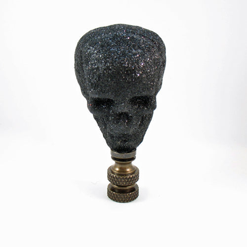 Lamp Finial Black Glitter Novelty Skull Halloween