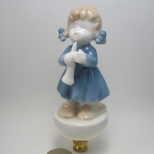 Lamp Finial Horn Player Girl Christmas Angel