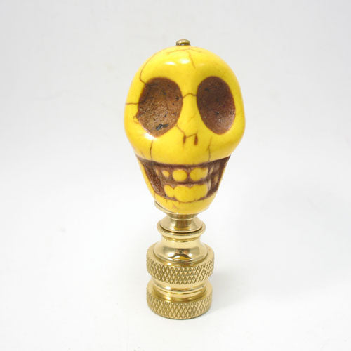 Lamp Finial Yellow Skull Halloween