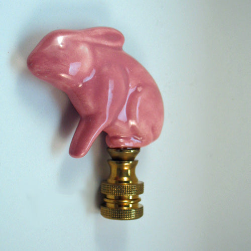 Lamp Finial Rose Pink Ceramic Easter Rabbit Bunny