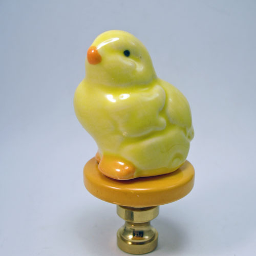 Lamp Finial Small Yellow Ceramic Chicken for Easter