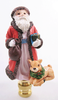 Finial:Small Santa with Fawn.  3" overall