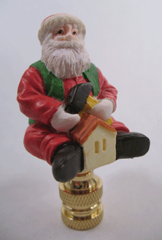 Finial:  Small Santa Sitting on the Roof.  3" overall