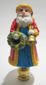 Finial: Small Santa Bell and Wreath.  3" overall