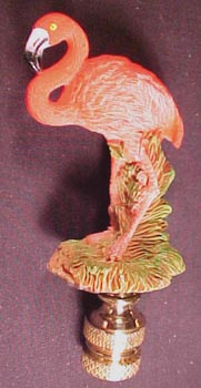 Bird Lamp Finial: Deep Pink Resin Flamingo 3 3/4 inch finial