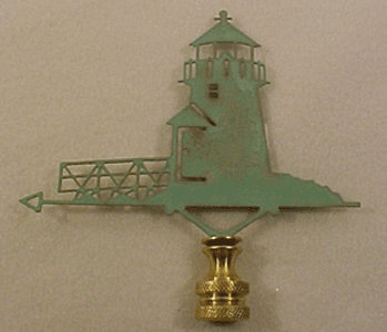 Lighthouse Weathervane Finial (verdigris) green finish 4"x4"