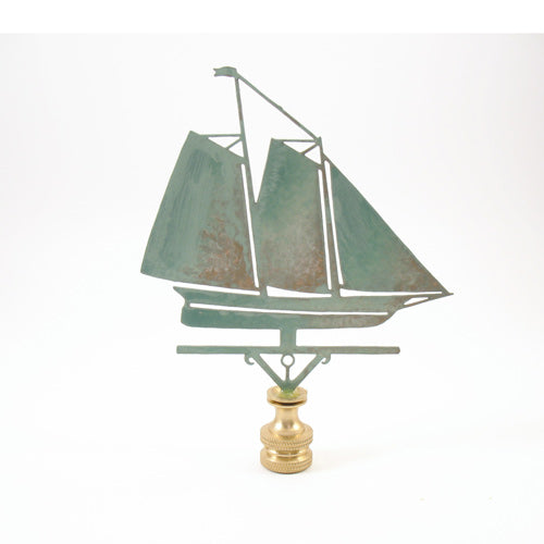 Schooner Weathervane Finial (verdigris) green finish 4"x4"