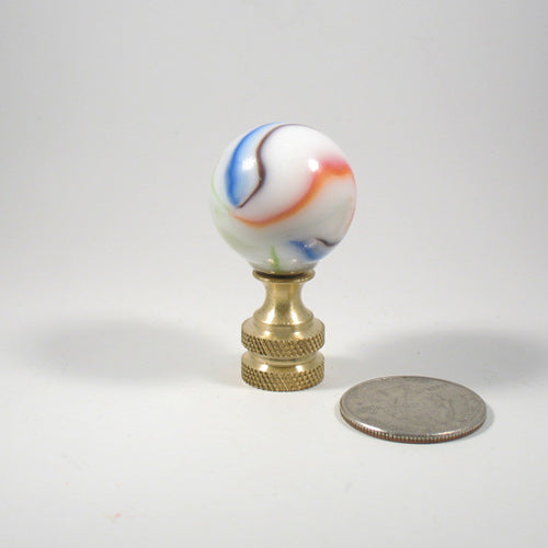 Lamp Finial:  Vintage Multi Color Glass Marble