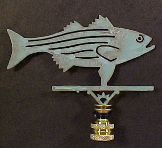 Striper Weathervane Finial (verdigris) green finish 4"x4"