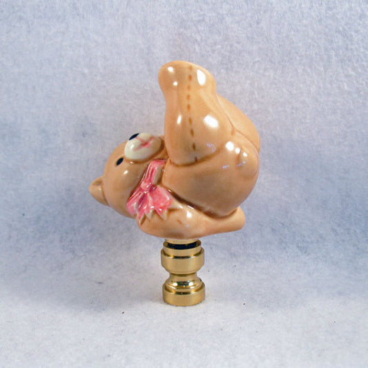 Lamp Finial, Upside Down Ceramic Teddy Bear