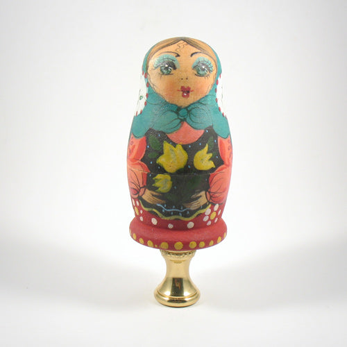 Lamp Finial Hand Painted Wooden Vintage Russian Matryoshka Doll With Surprises Inside