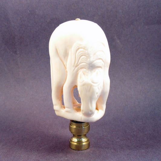 Lamp Finial, White Grazing Horse