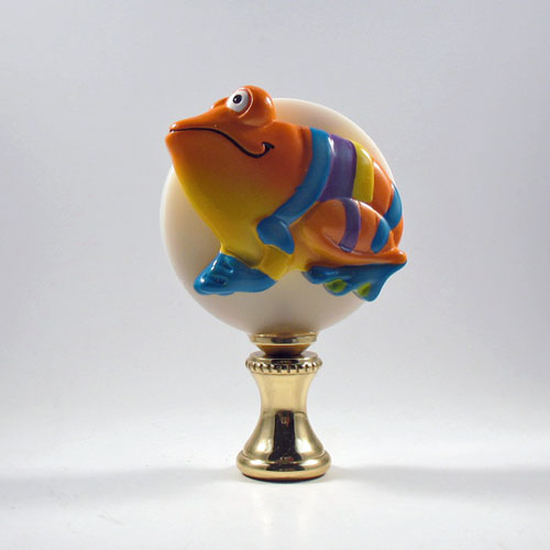 Lamp Finial Orange and Blue Frog