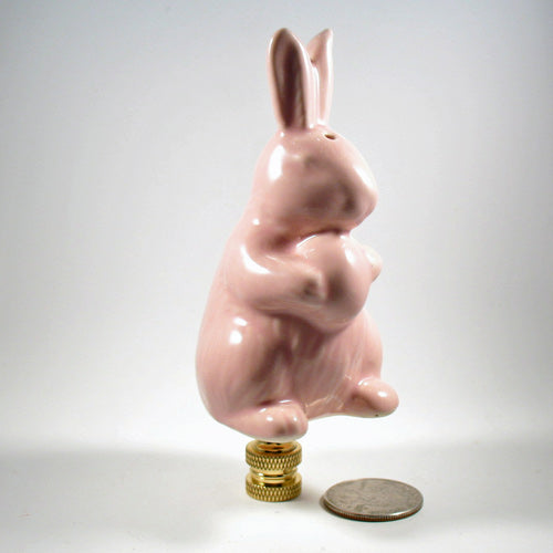 Lamp Finial Pink Ceramic Easter Rabbit Bunny