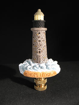 Finial:  Minots Ledges, Ma Lighthouse. 3 1/2" overall