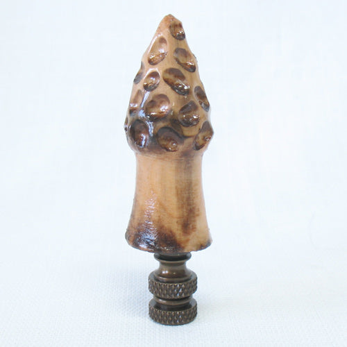 Lamp Finial Brown and Tan Mushroom Painted Wood