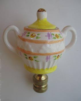 Lamp Finial:  Sugar Bowl. 3 3/4" tall overall