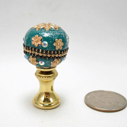 Lamp Finial Fancy Green Ball