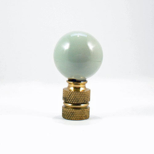 Lamp Finial:  Small Sage Green Ceramic Ball Sphere