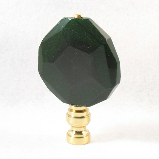 Lamp Finial, Black Free Form Stone Hint of Dark Green