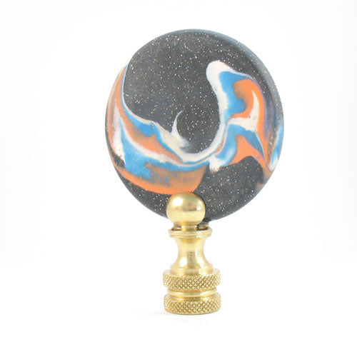 Lamp Finial Black Galaxy Design Polymer Clay