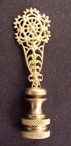 Polished brass filigree finial 3 inch finial