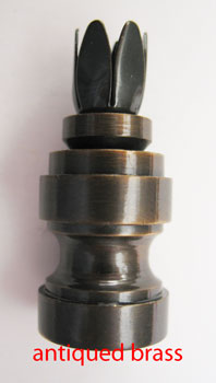 Antiqued Brass 6 Prong Finial Base. 1 1/4 inches tall