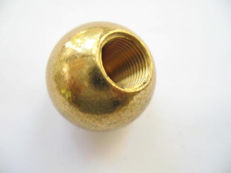 Lamp Finial: Brass Ball with 1/8ip (3/8)Thread. 7/8" tall