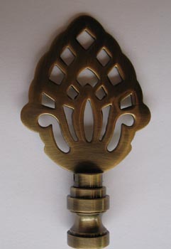 Lamp Finial: Antiqued Brass Pineapple Symbol 3" tall overall