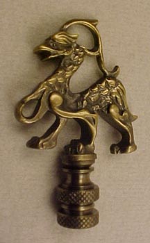 Lamp Finial: Antique Brass Dragon 3 inch finial