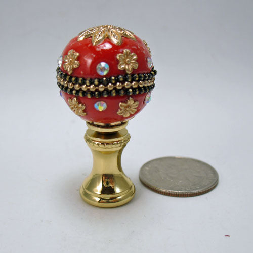 Lamp Finial Red and Silver Ball Sphere