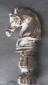 Lamp Finial: Chrome Horse Head. 2 1/4" tall overall.