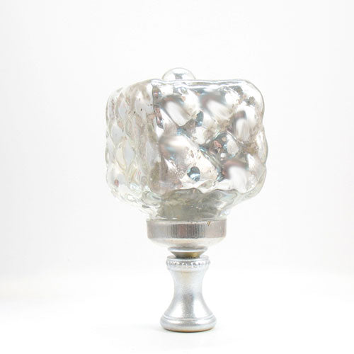 Lamp Finial Mercury Glass Cube