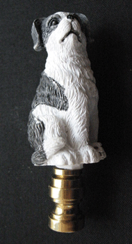 Lamp Finial Cute Little Black and White Dog