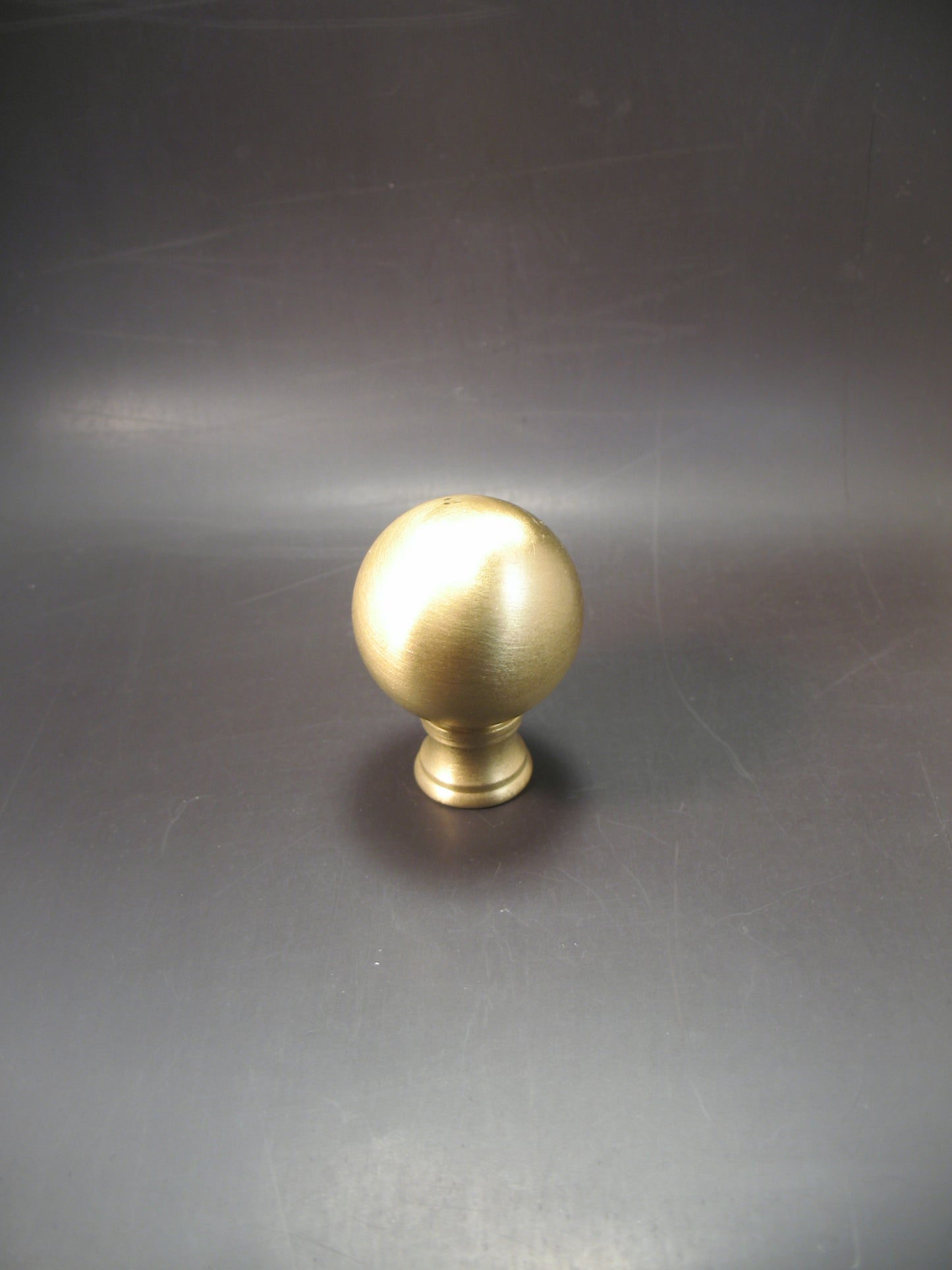 Lamp Finial Large Ball Raw Brass 3/8"  1/8ip  Brushed Finish