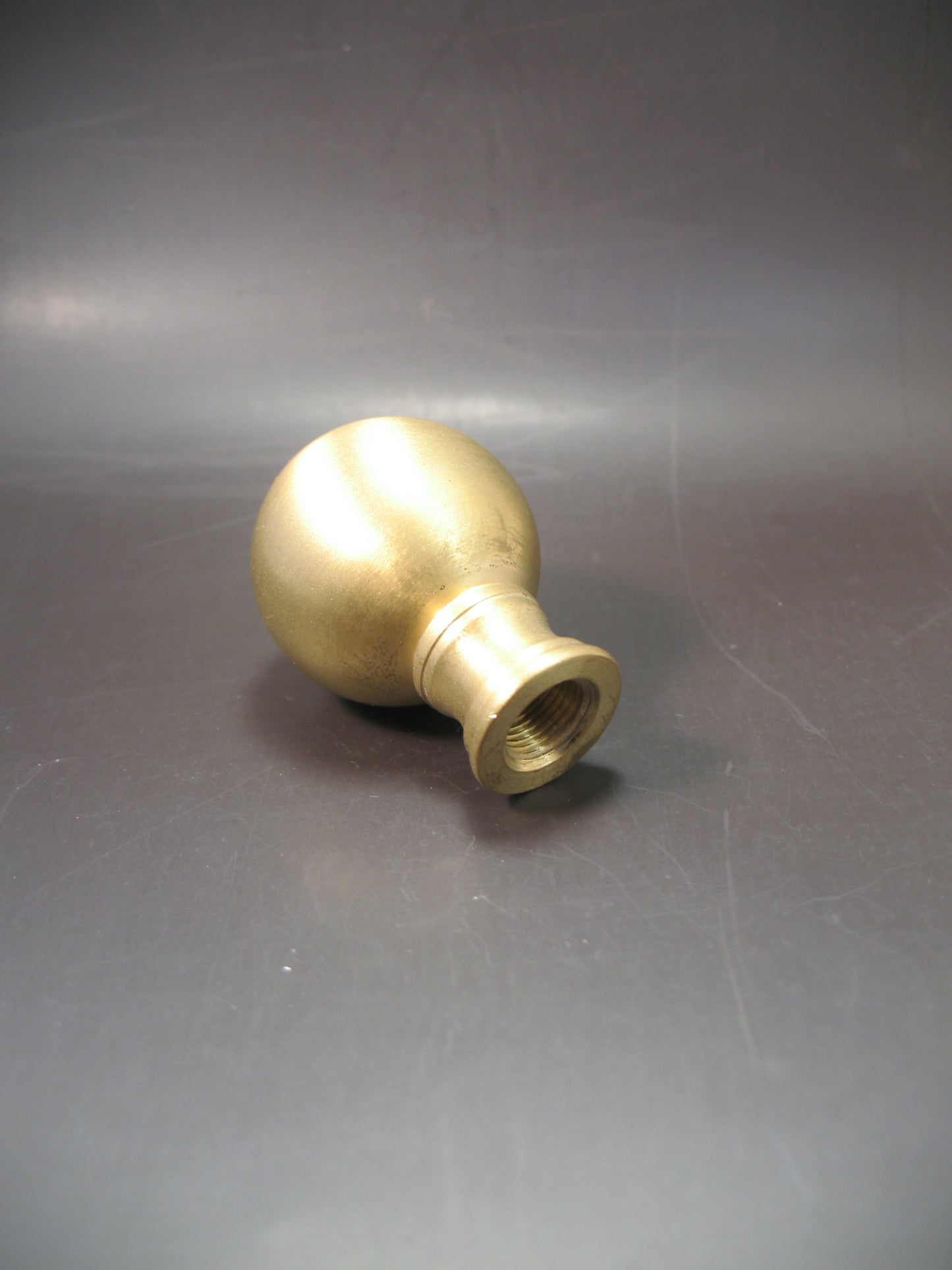 Lamp Finial Large Ball Raw Brass 3/8"  1/8ip  Brushed Finish