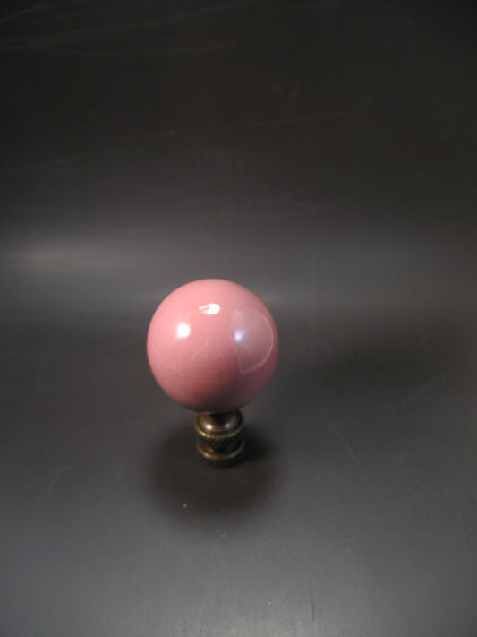 Lamp Finial Deep Rose Ceramic Ball Dark Brass Hardware Standard Thread