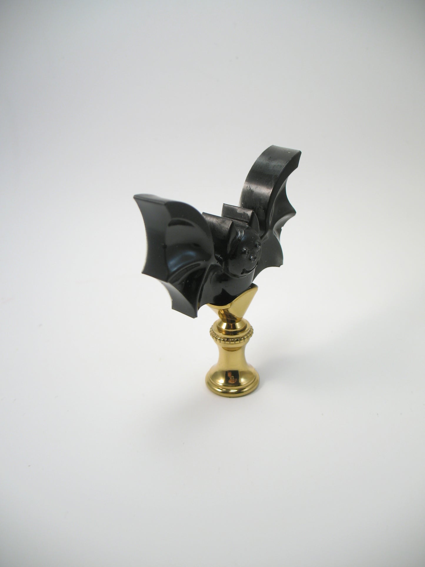 Lamp Finial Halloween Black Resin Bat