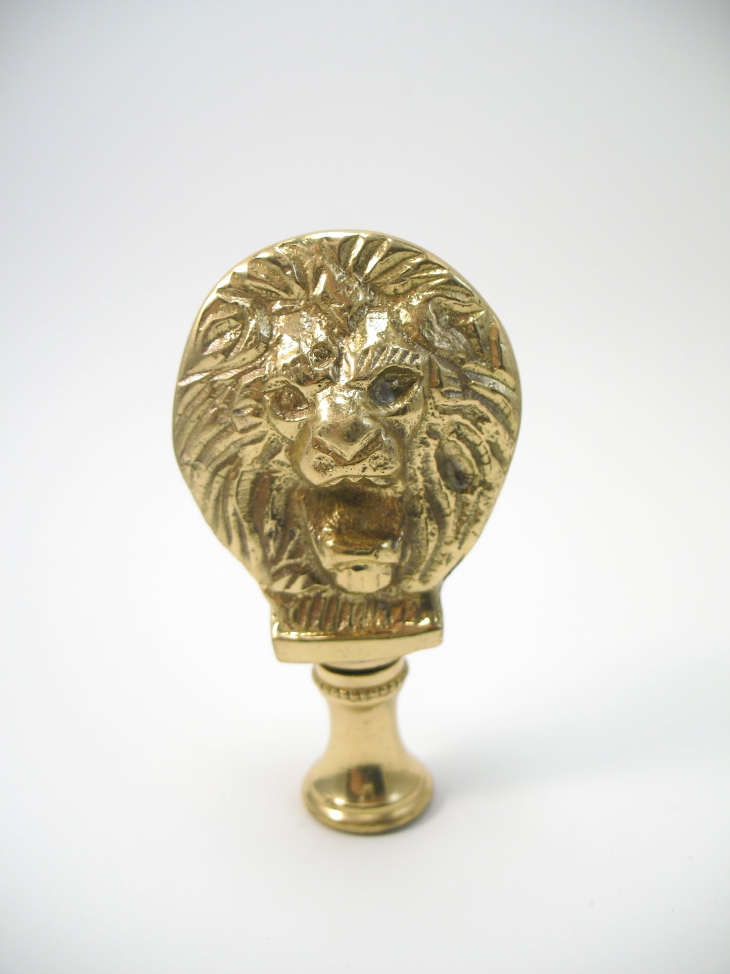 Lamp Finial Solid Polished Brass Lion Head Standard Thread