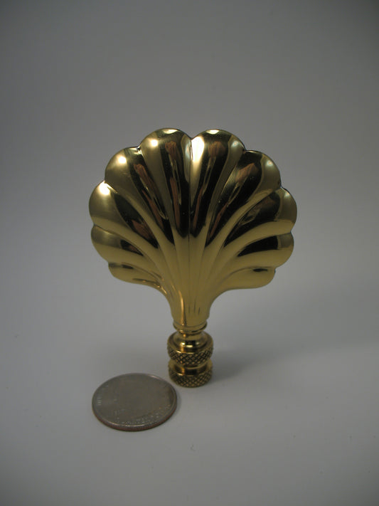 Lamp Finial Bright Polished Brass Shell Standard Thread